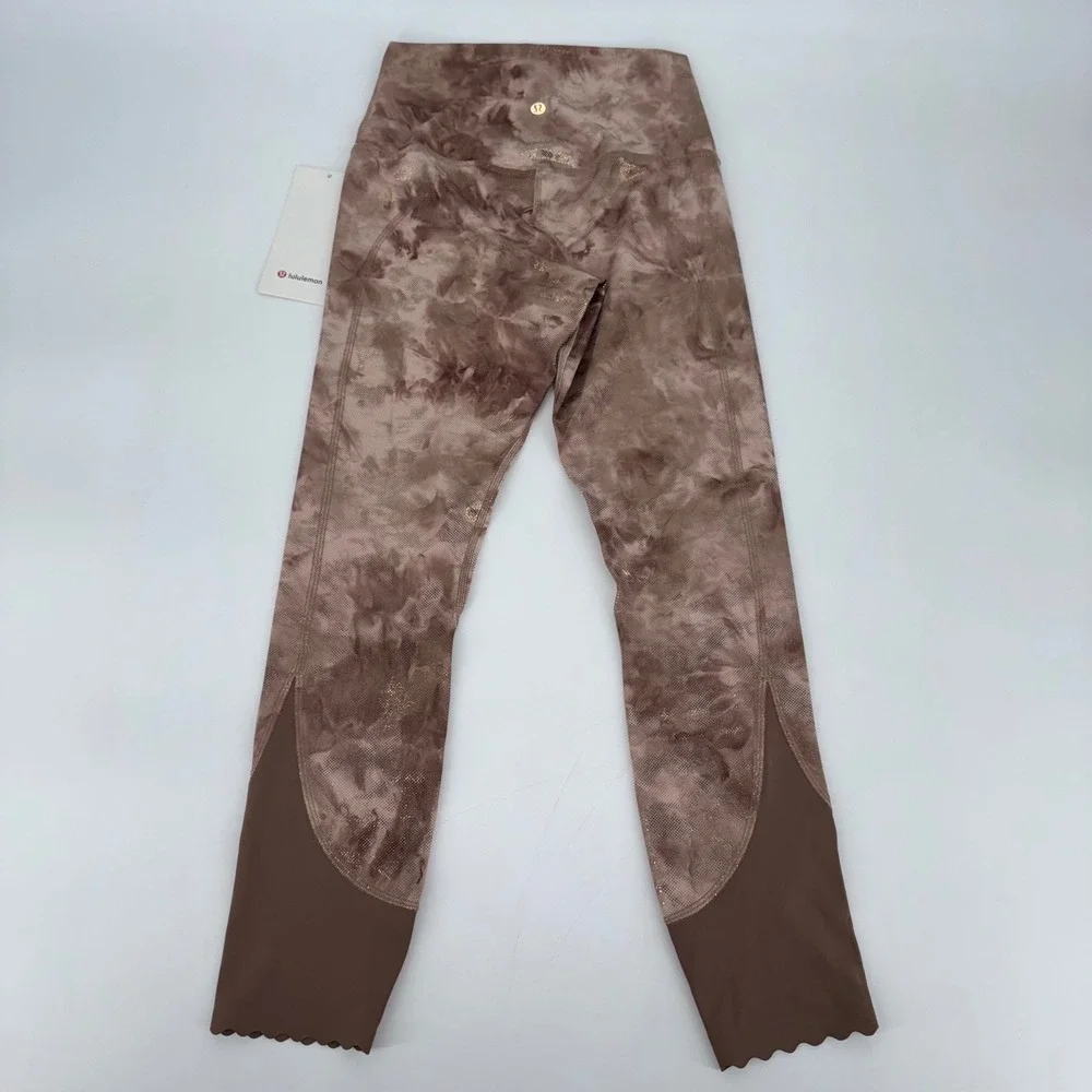 Lululemon Align Pant 25" Scallop‎ Shine Bronze Wash Metallic Rose Gold Size 6 - Picture 2 of 4